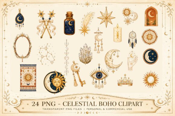 Download Celestial Boho Clipart Set - Celestial boho Collection