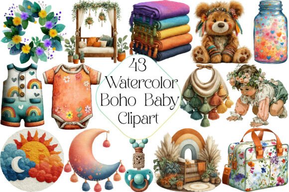Download Watercolor Boho Baby Clipart - Premium Resources