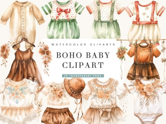 Download Watercolor Boho Baby Clipart Bundle - Boho baby clipart Collection